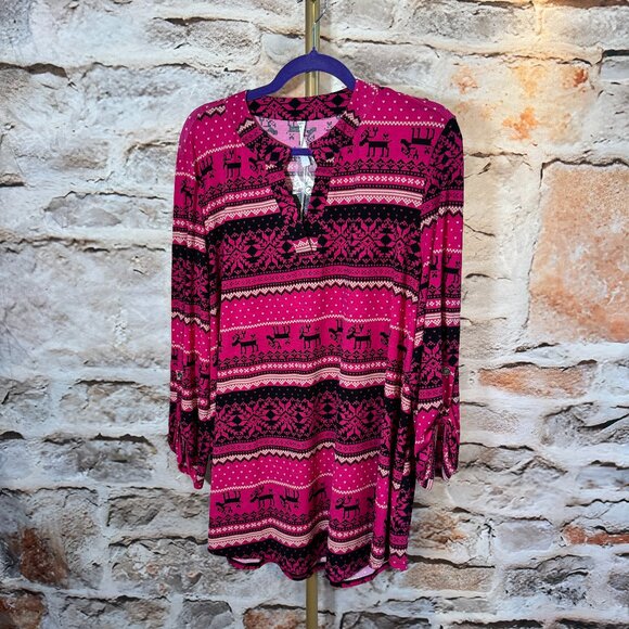 Dear Scarlett - Lizzy Top with Three Quarter Sleeves - Burgundy - XL - NWT - Picture 1 of 7